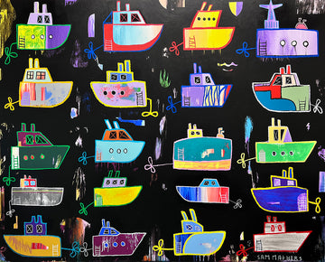 Psychedelic Boats in the moonlight